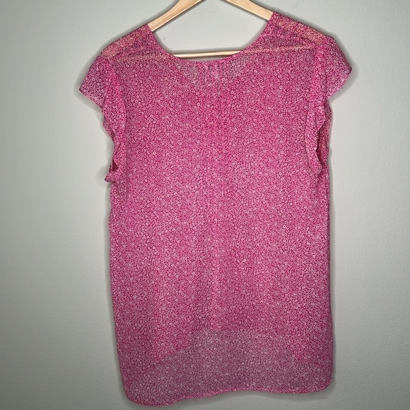 Joie Revolve Macy B Top in Orchid and Porcelain 100% Silk Sheer Size Medium - Picture 7 of 7